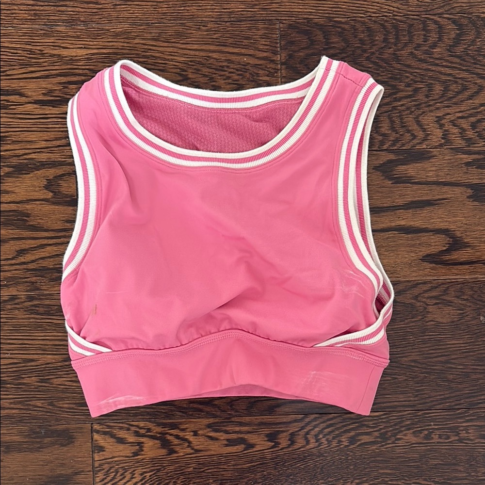 Pink Sleeveless Fitted Crop Tank Top
